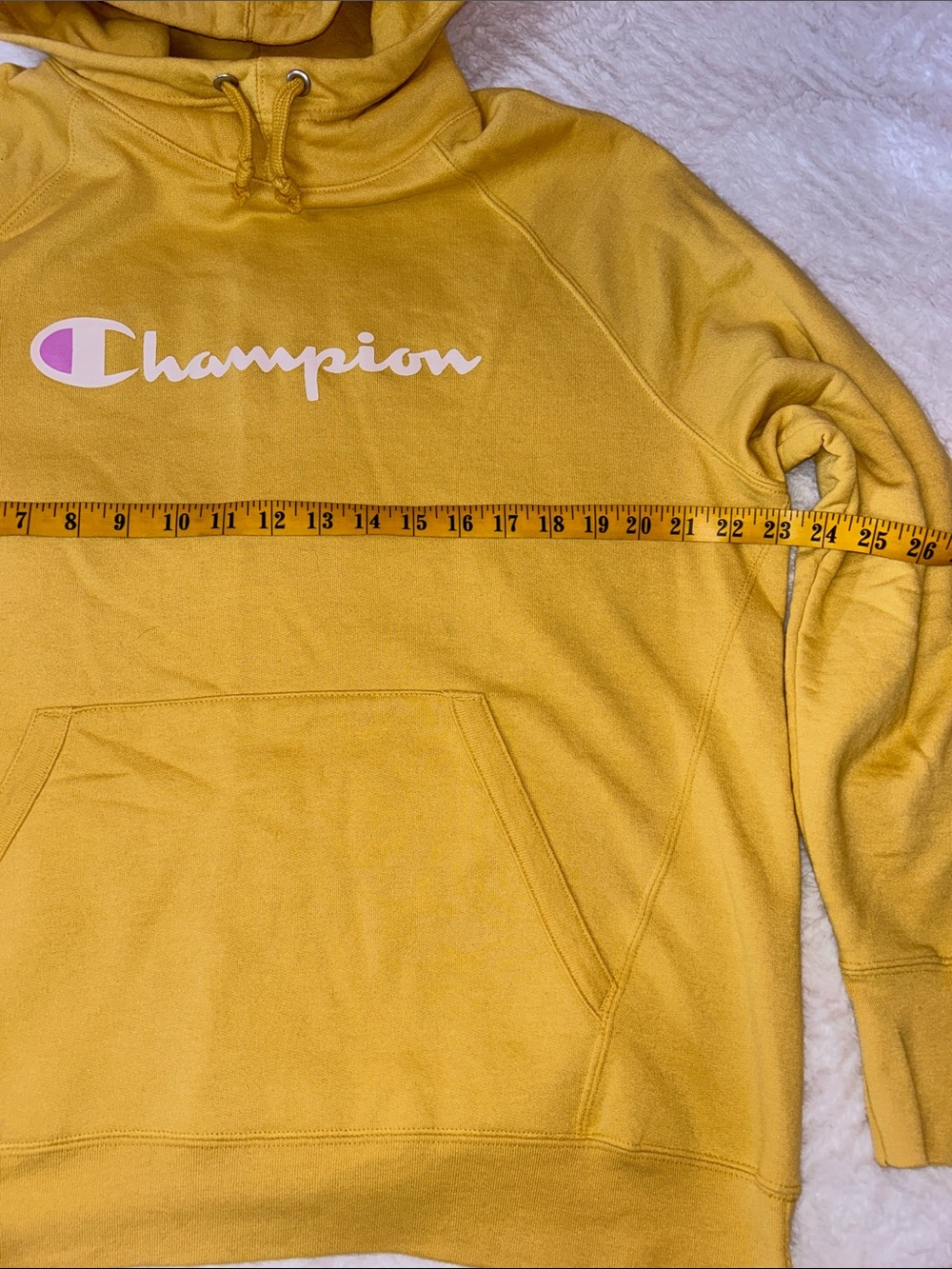 Champion Tan Script Logo Hooded Sweatshirt - Picture 4 of 8
